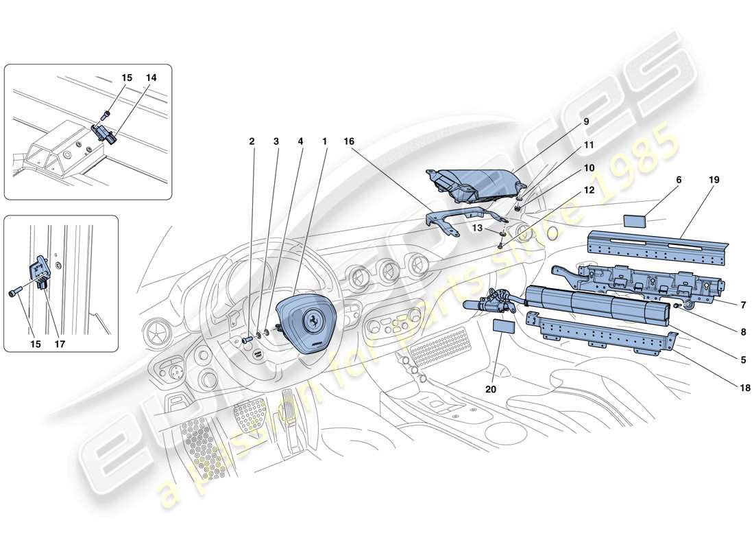 ferrari f12 tdf (rhd) diagrama de piezas de airbags