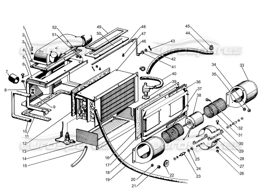 lamborghini espada matriz de aire acondicionado diagrama de piezas