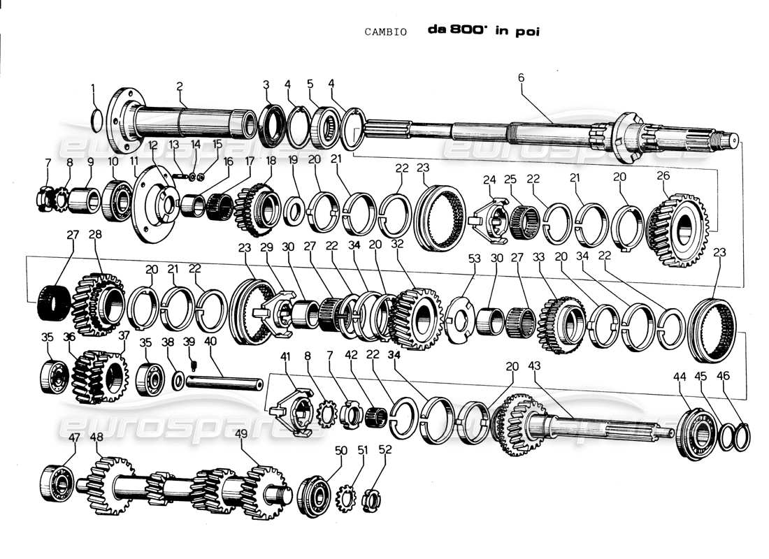 lamborghini espada gearbox (from 800) diagrama de piezas