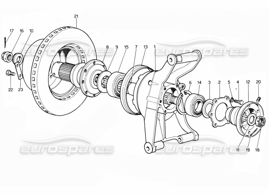 ferrari 365 gtc4 (mechanical) suspensión trasera y disco de freno - revisión diagrama de piezas