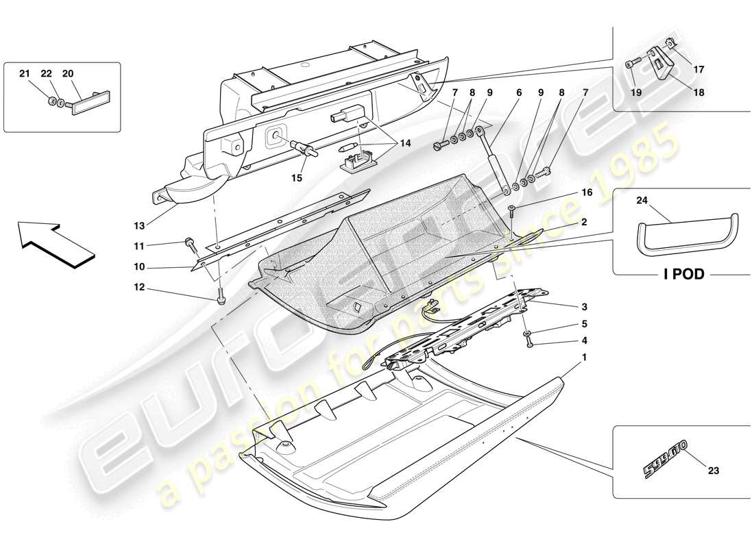 ferrari 599 gto (europe) guantera diagrama de piezas