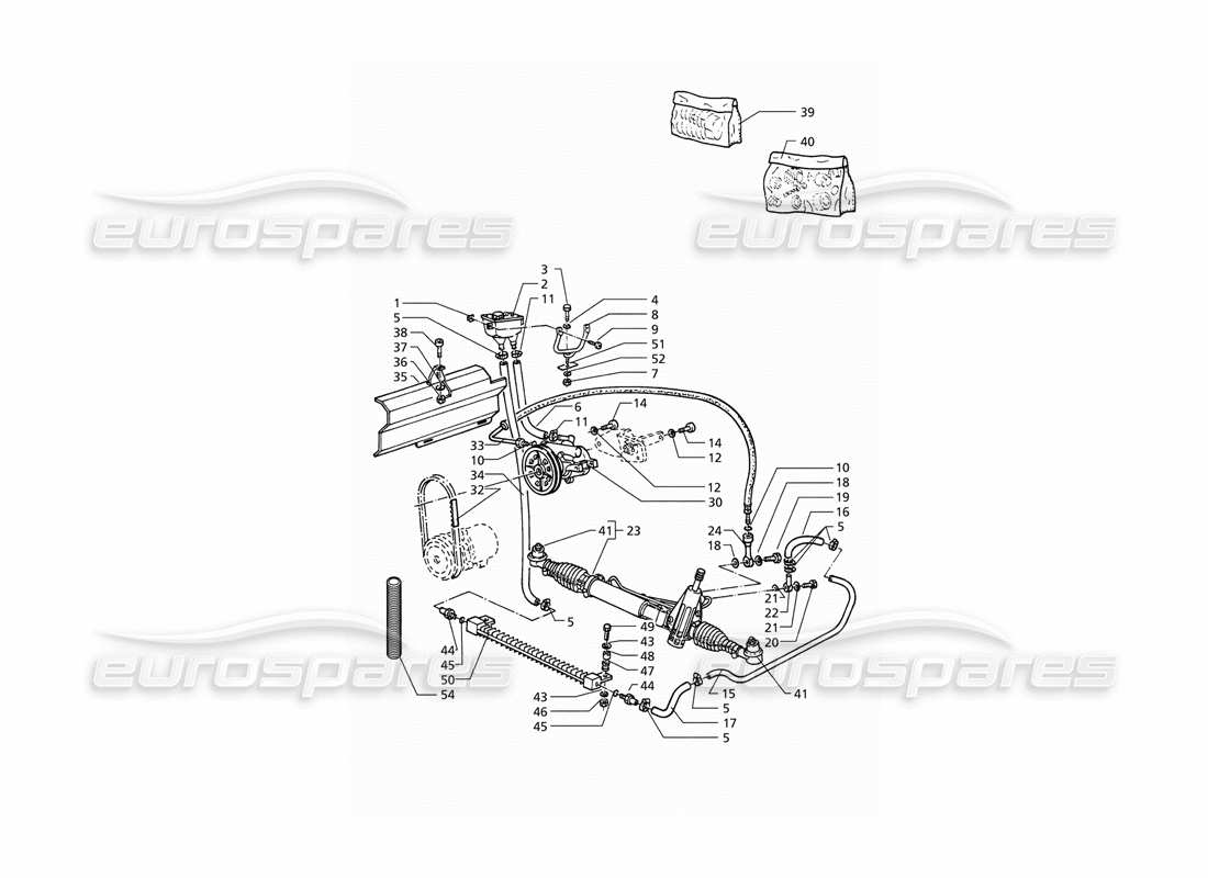 maserati qtp v6 (1996) sistema de dirección asistida (lhd) diagrama de piezas