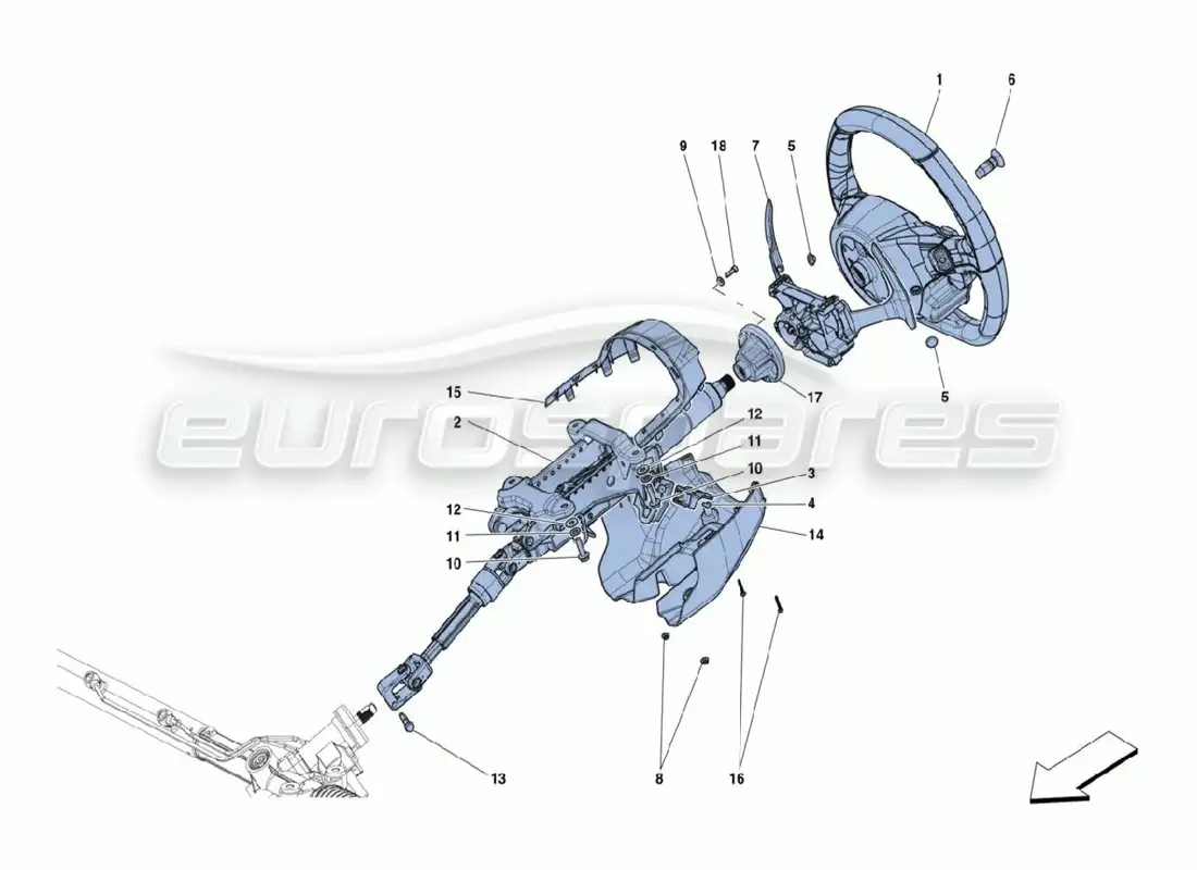 ferrari 488 challenge columna de dirección diagrama de piezas