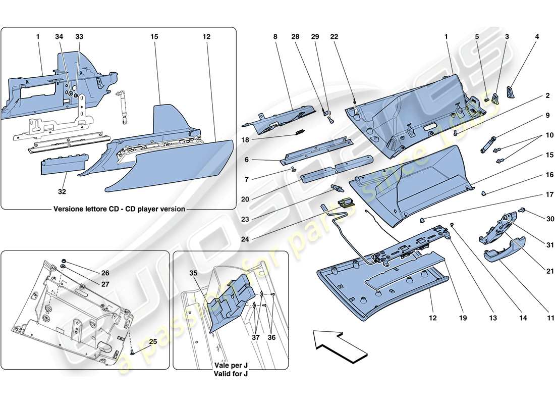 ferrari ff (usa) guantera diagrama de piezas