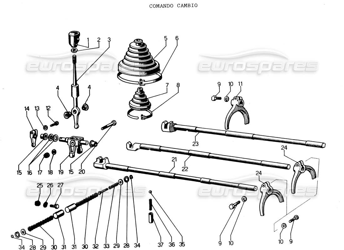 lamborghini espada varillaje de la caja de cambios diagrama de piezas