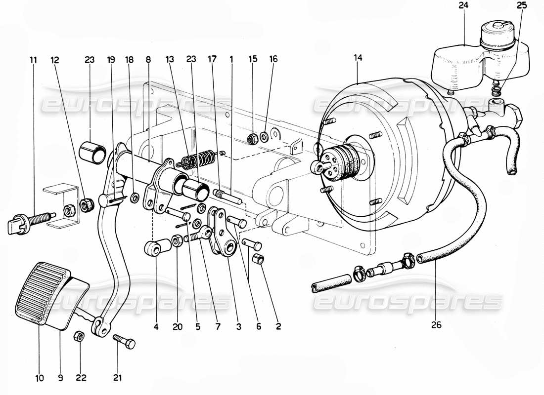 ferrari 365 gtc4 (mechanical) pedal de freno (rhd) diagrama de piezas