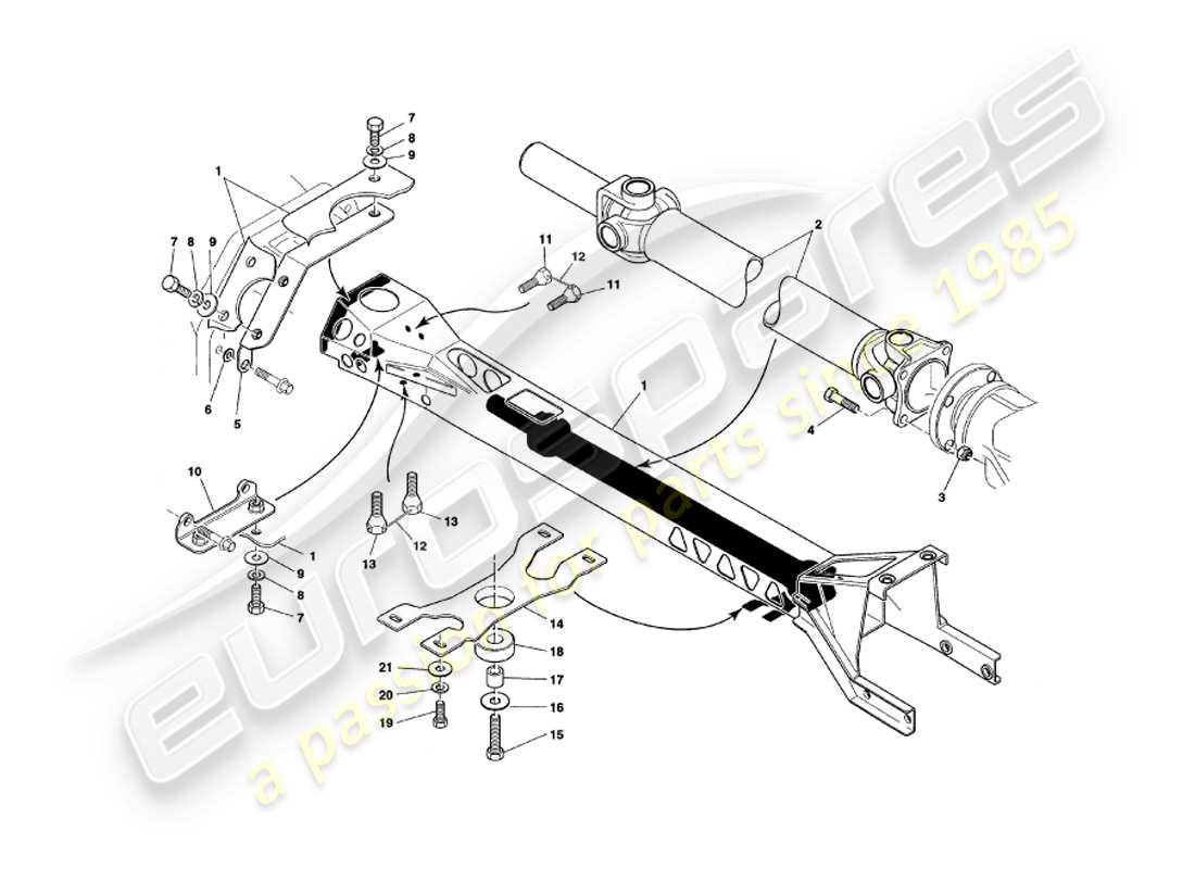 aston martin v8 coupe (1999) diagrama de piezas del tubo de torsión y del eje de transmisión