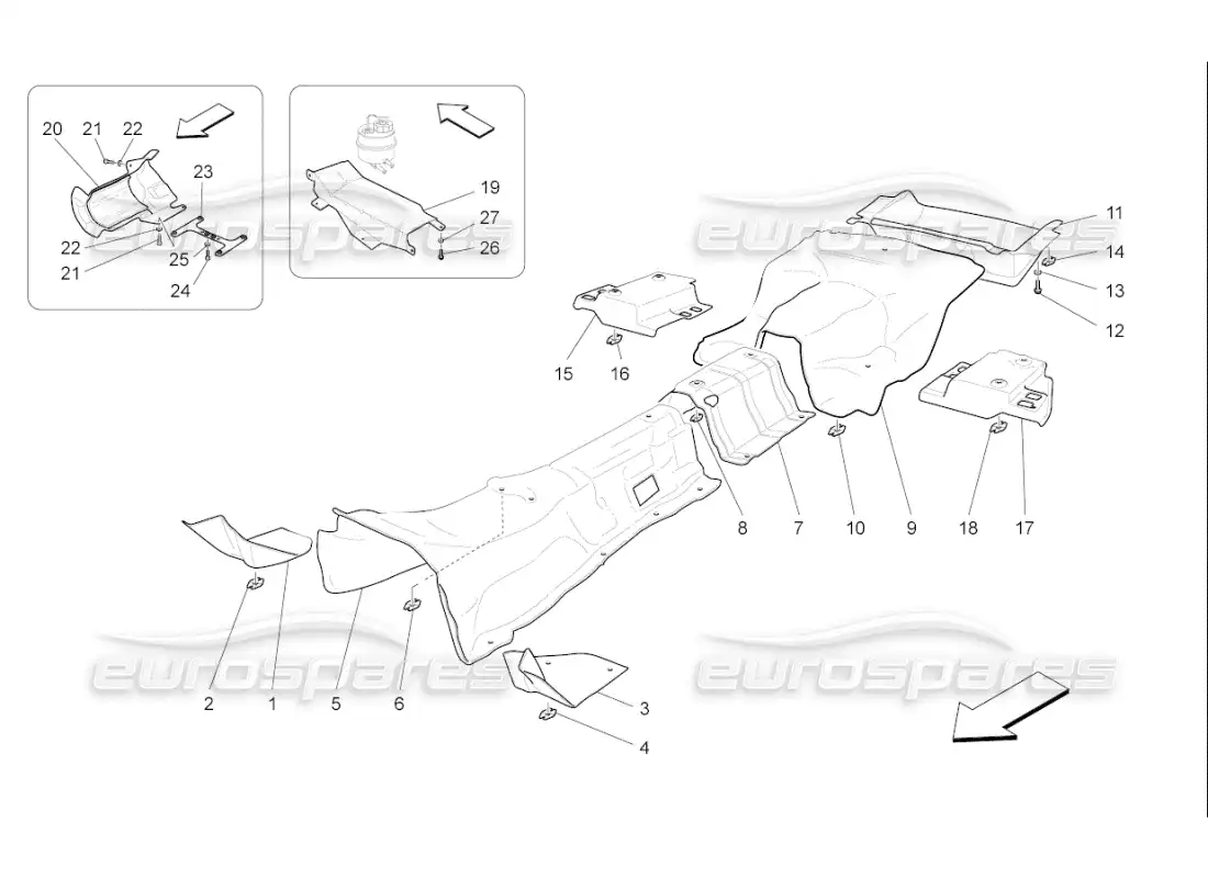 maserati qtp. (2007) 4.2 f1 paneles aislantes térmicos en el interior del vehículo diagrama de piezas