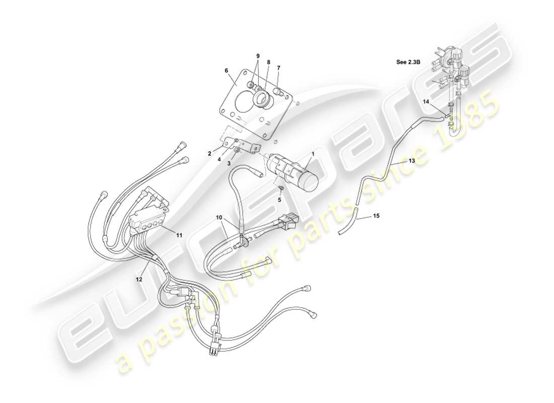 aston martin db7 vantage (2003) sistema de vacío diagrama de piezas