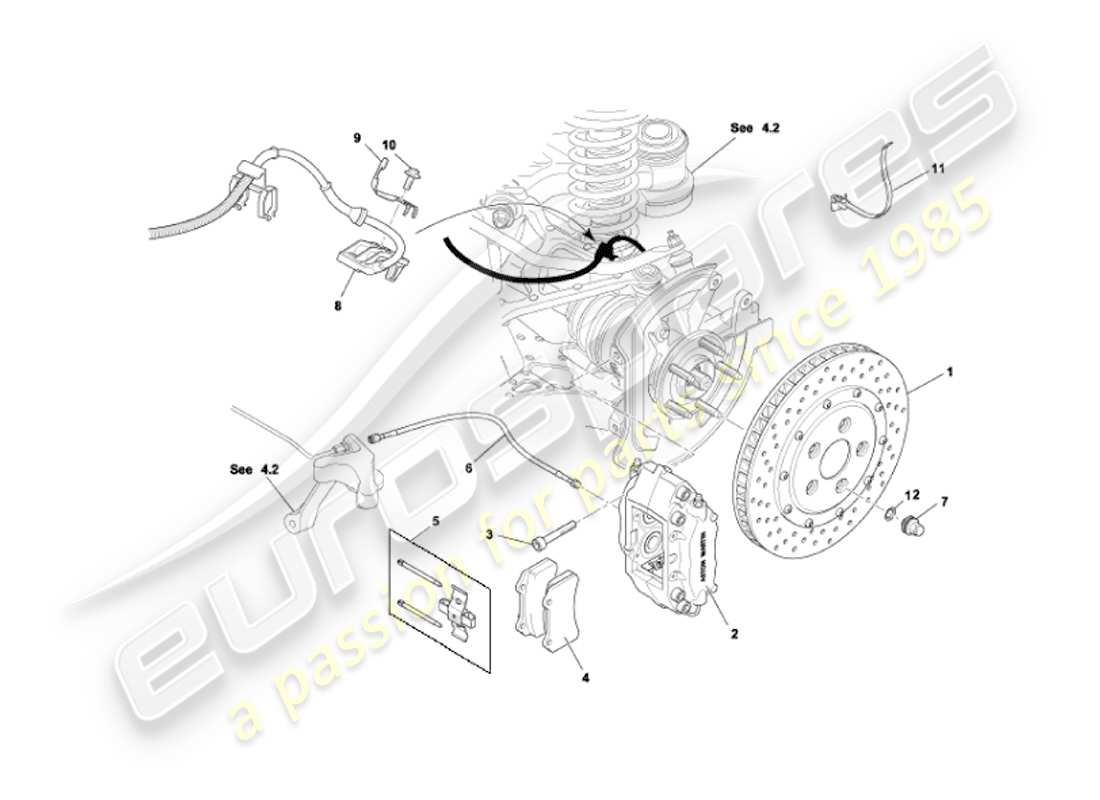 aston martin vanquish (2007) rear brakes diagrama de piezas