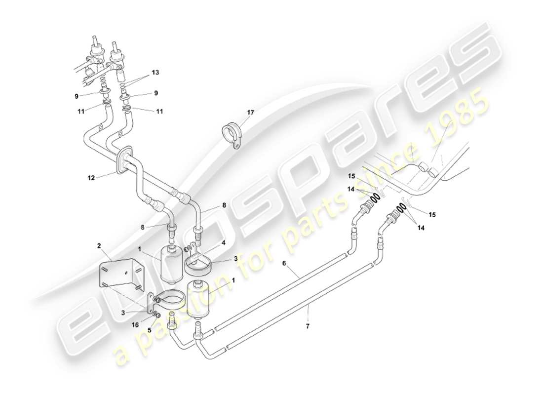 aston martin db7 vantage (2002) diagrama de piezas del sistema de combustible