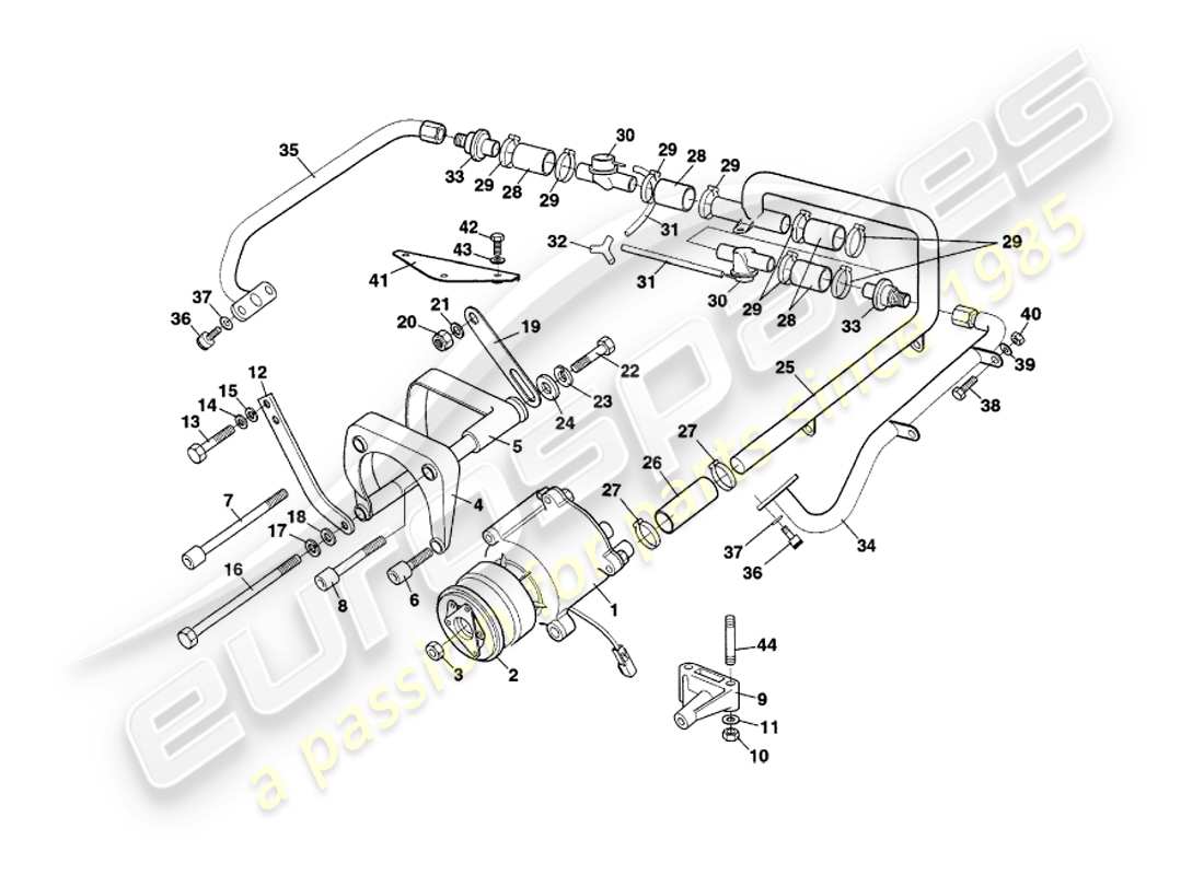 aston martin v8 coupe (1999) sistema de inyección de aire secundario diagrama de piezas