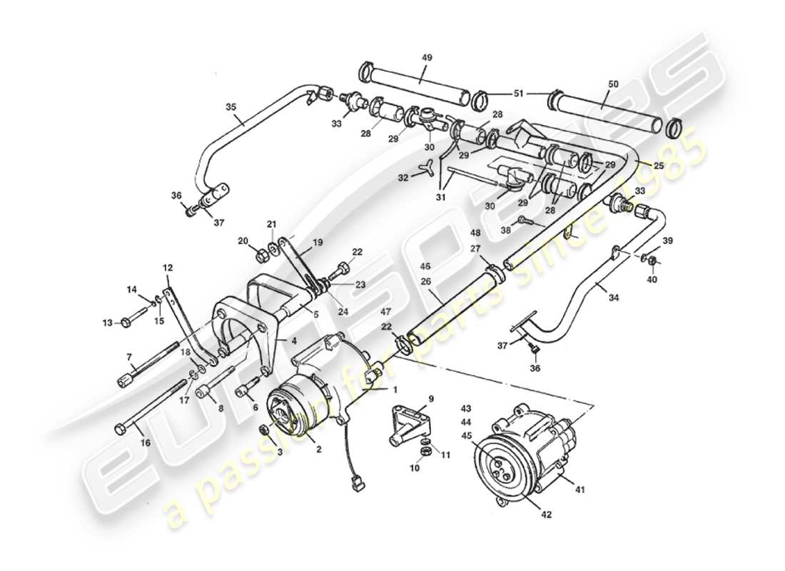 aston martin v8 virage (1999) sistema de inyección de aire secundario diagrama de piezas