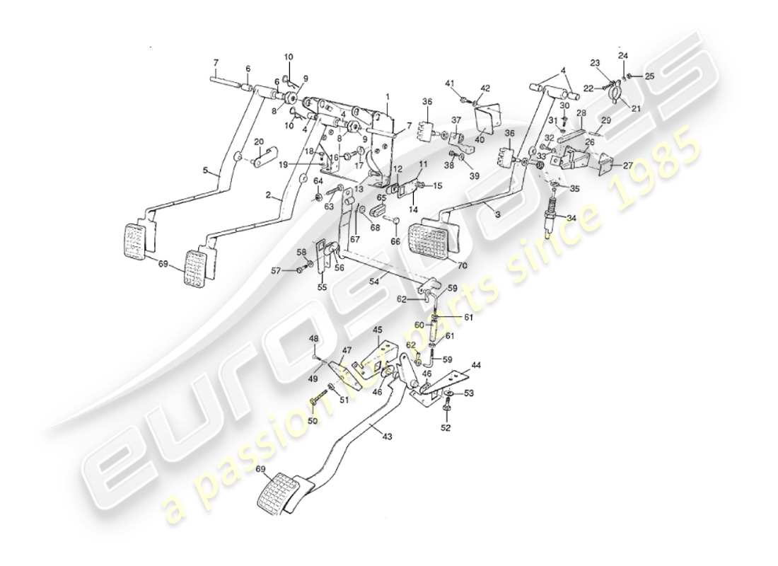aston martin v8 virage (1999) diagrama de piezas del engranaje del pedal