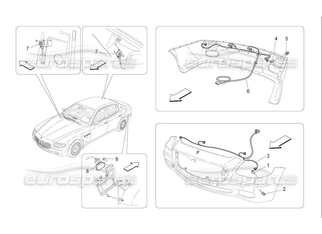 maserati qtp. (2006) 4.2 f1 sensores de aparcamiento diagrama de piezas