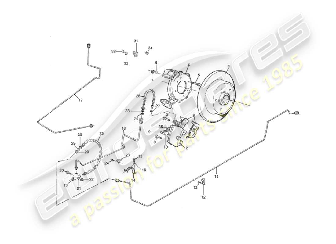 aston martin v8 virage (1999) diagrama de piezas de frenos traseros