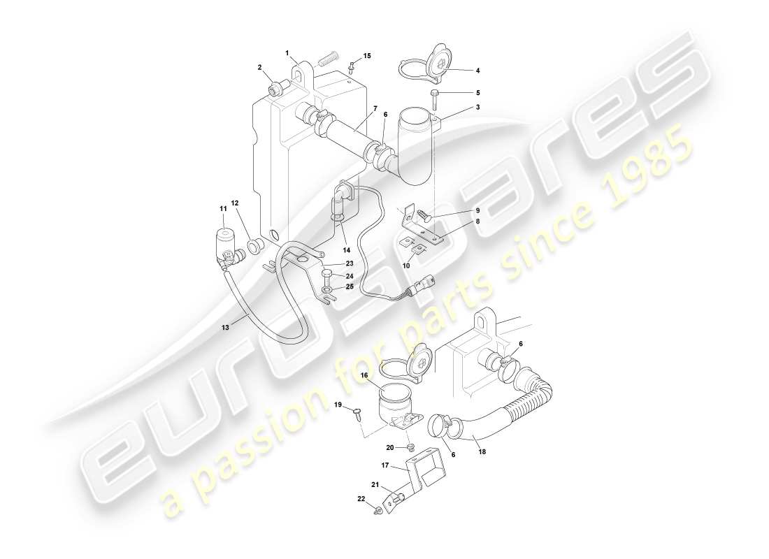 aston martin db7 vantage (2004) diagrama de piezas de los lavaparabrisas