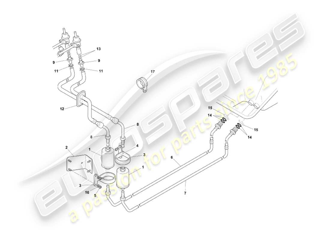 aston martin db7 vantage (2004) diagrama de piezas del sistema de combustible