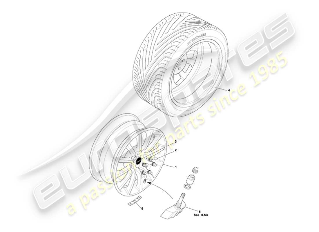 aston martin vanquish (2007) ruedas y neumáticos diagrama de piezas