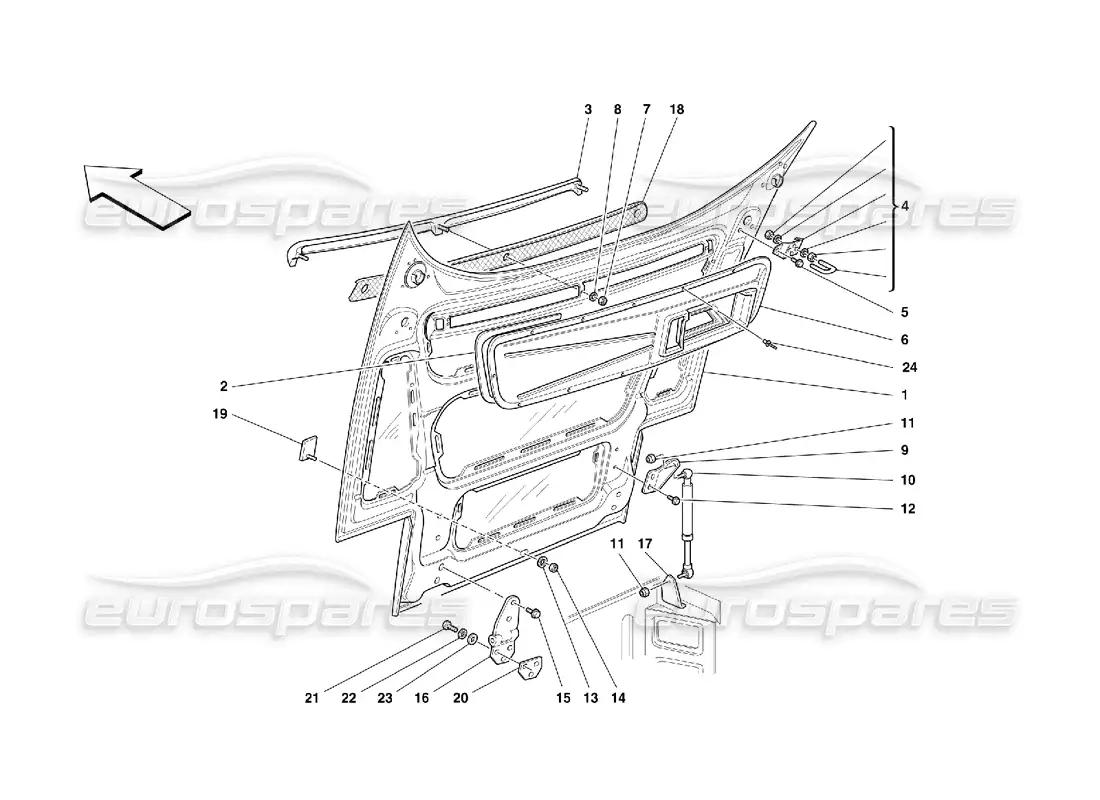 ferrari 355 (5.2 motronic) capucha delantera diagrama de piezas
