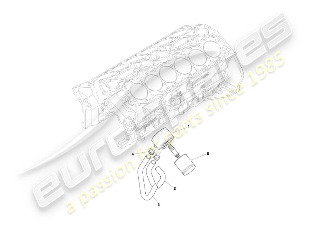 aston martin vanquish (2005) sistema de enfriamiento de aceite diagrama de piezas