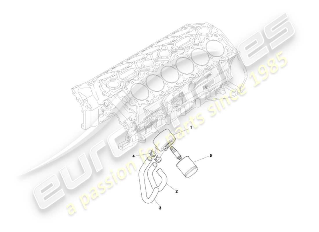 aston martin vanquish (2004) sistema de enfriamiento de aceite diagrama de piezas