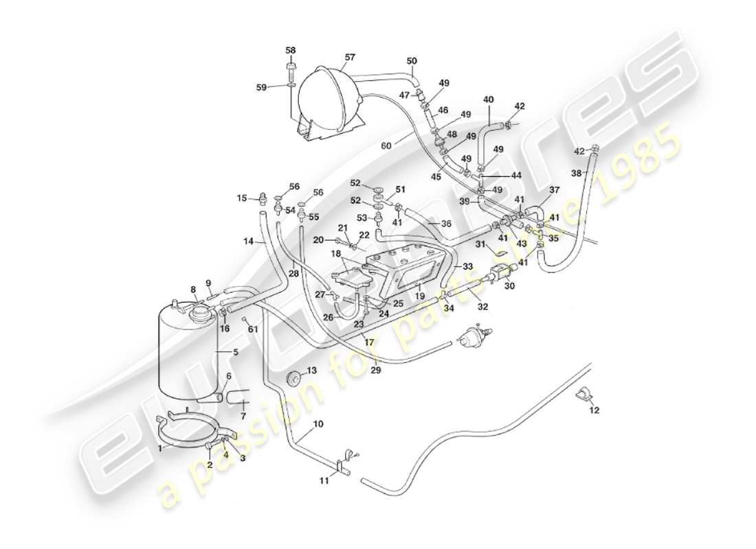 aston martin v8 virage (1999) sistema de vacío diagrama de piezas