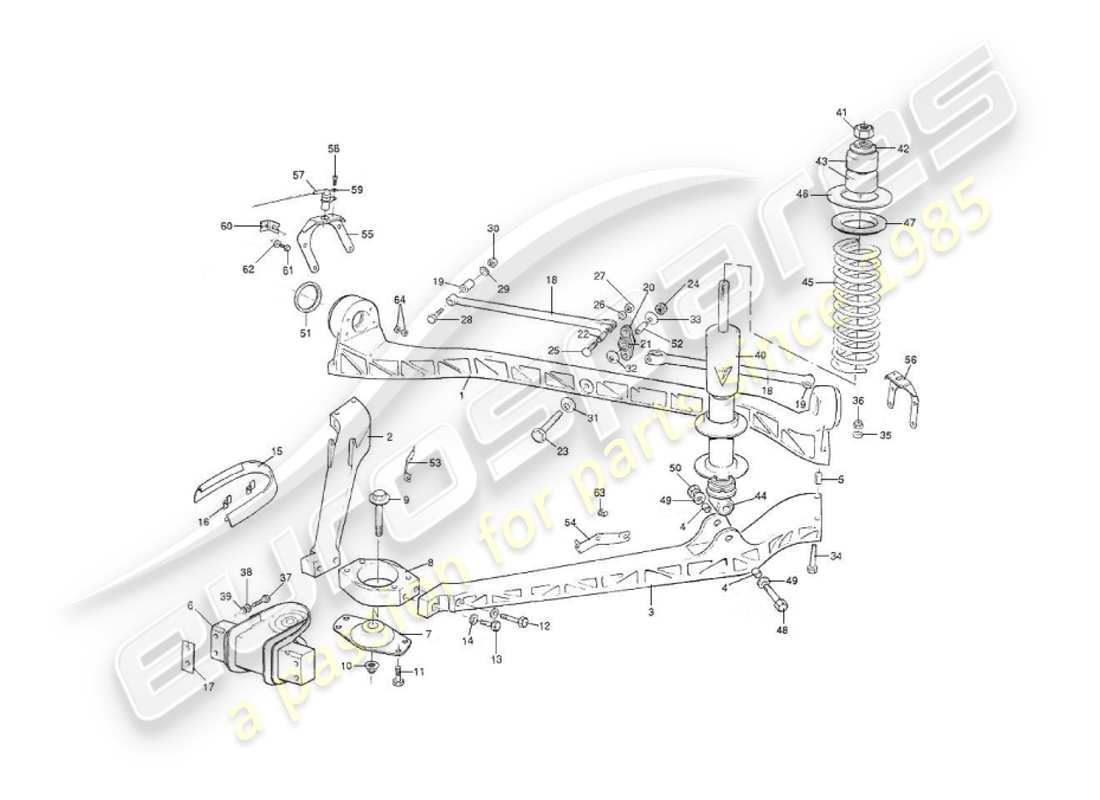 aston martin v8 virage (2000) rear suspension diagrama de piezas