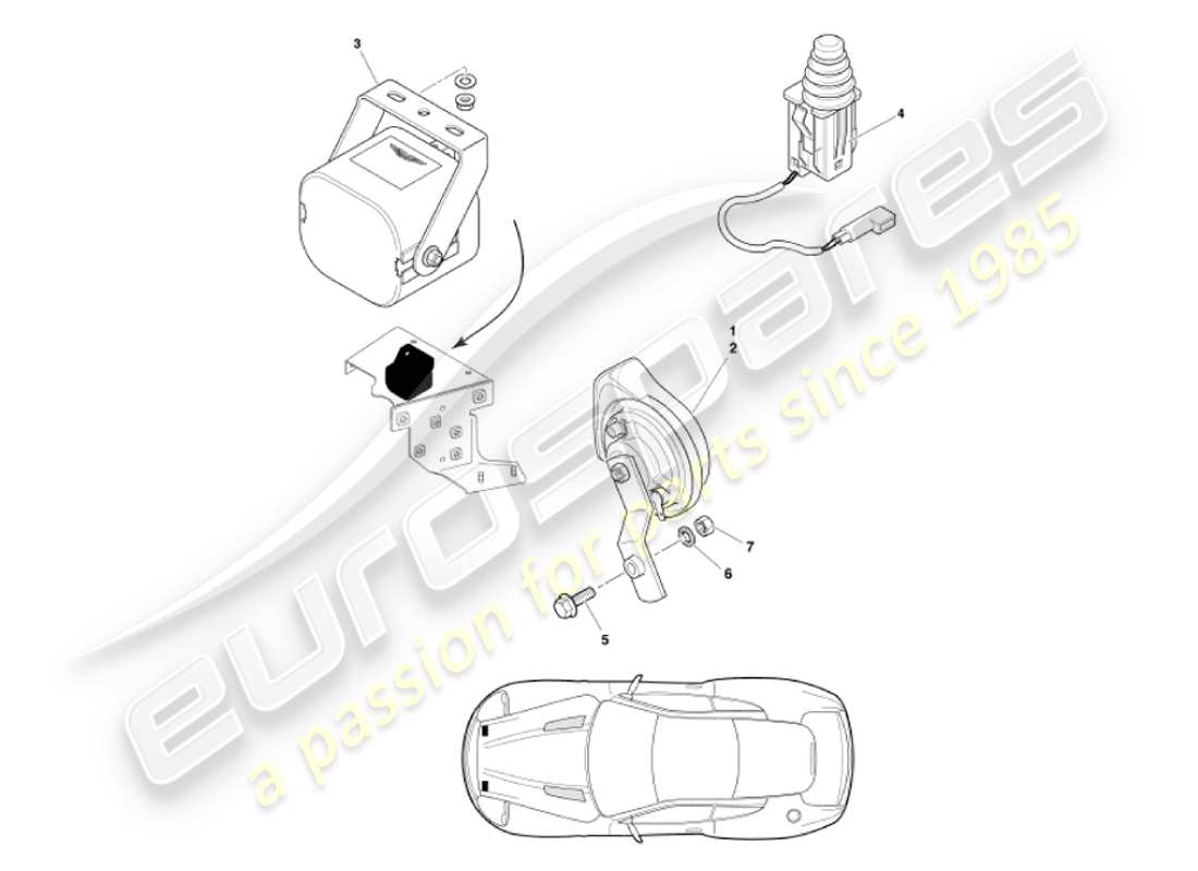 aston martin vanquish (2007) componentes debajo del capó diagrama de piezas