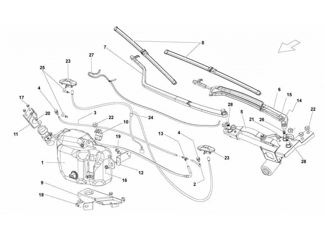 lamborghini gallardo sts ii sc limpiaparabrisas diagrama de piezas
