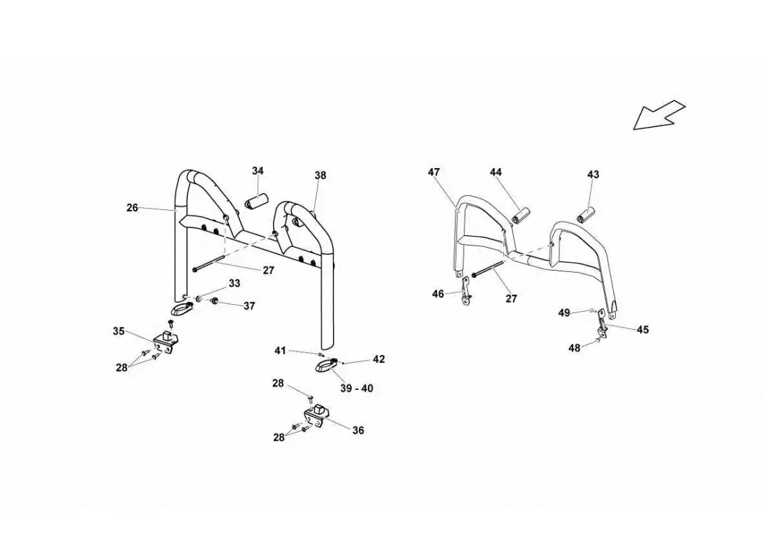 lamborghini gallardo sts ii sc diagrama de piezas de la barra antivuelco