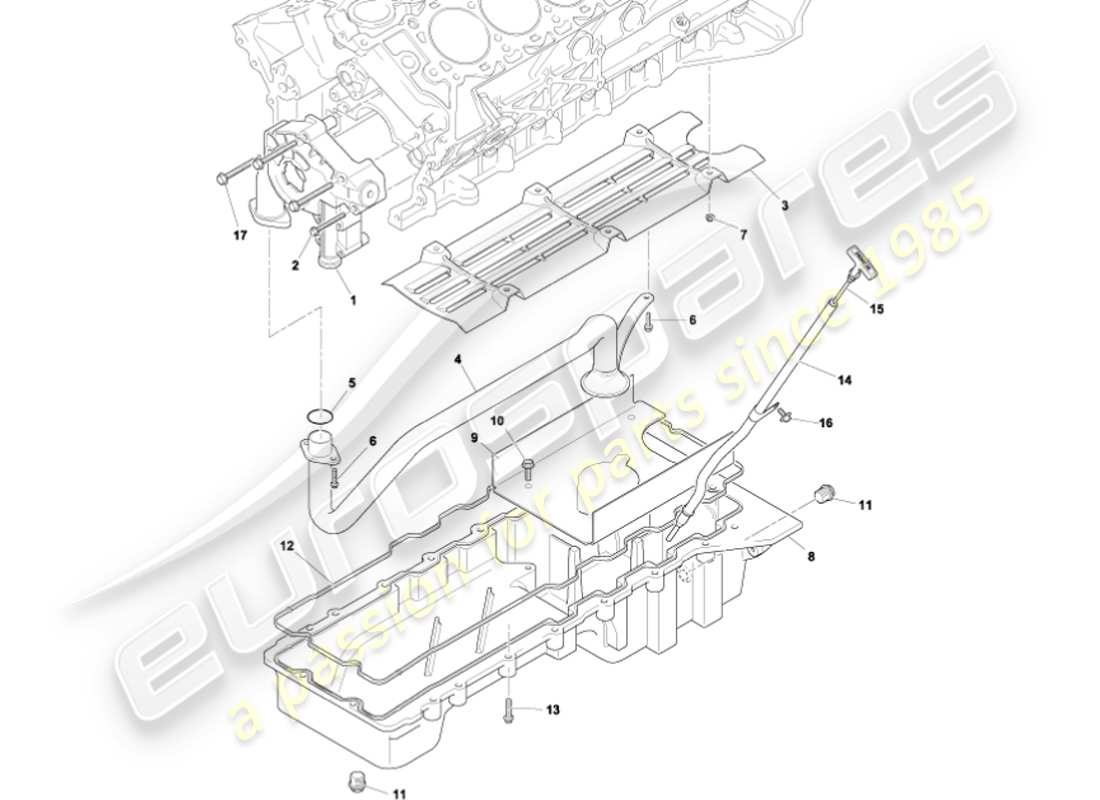 aston martin vanquish (2002) bomba de aceite y sumidero diagrama de piezas