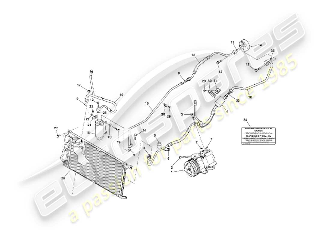 aston martin vanquish (2002) instalación del compartimiento del motor diagrama de piezas