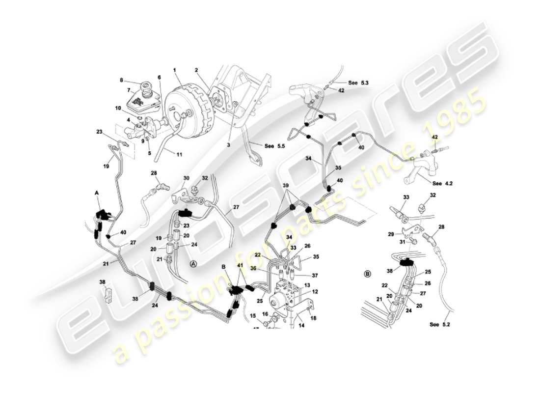 aston martin vanquish (2003) refuerzo de freno y modulador diagrama de piezas