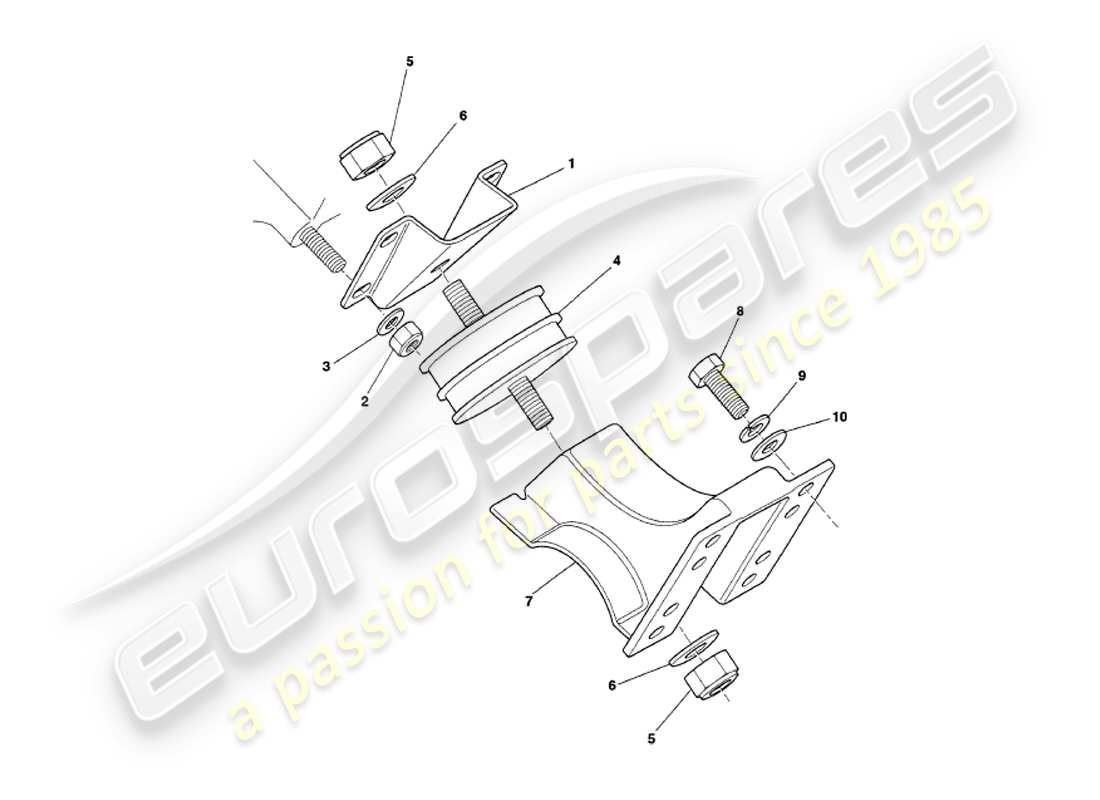 aston martin v8 volante (1998) diagrama de piezas de soportes del motor