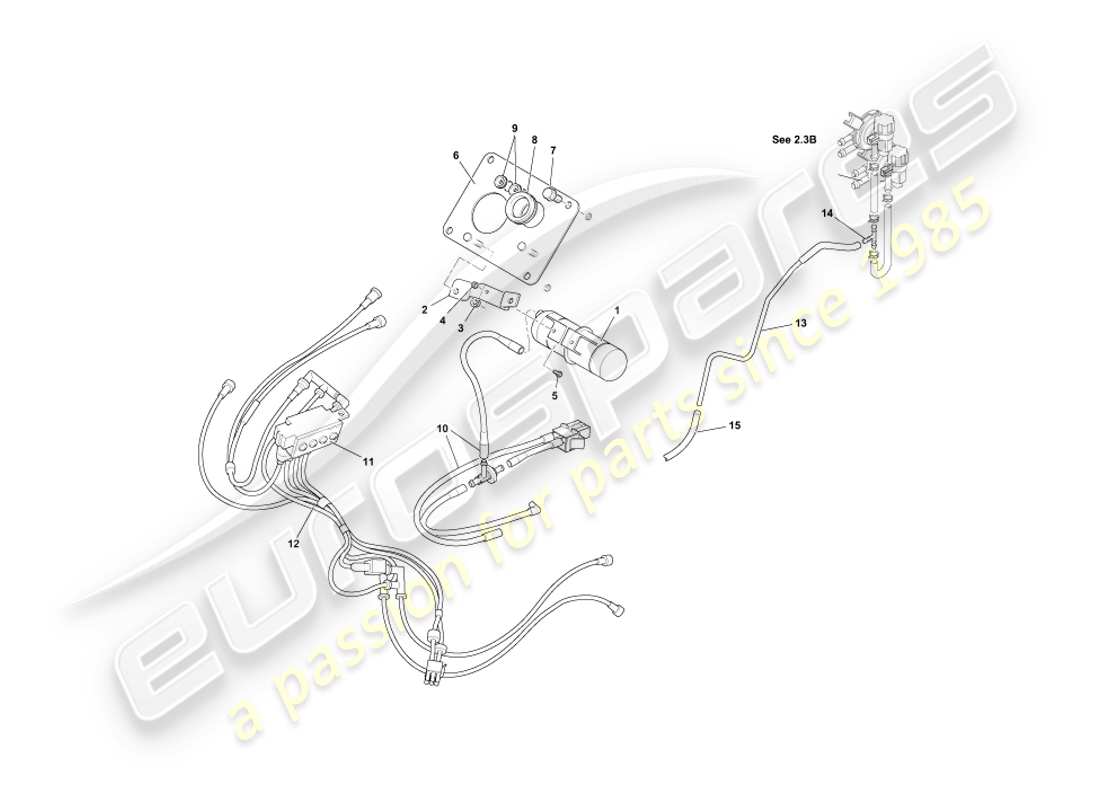 aston martin db7 vantage (2000) diagrama de piezas del sistema de vacío