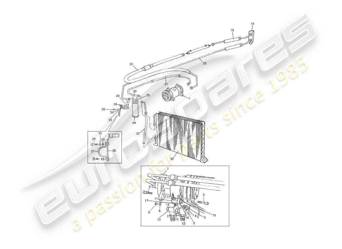 aston martin v8 virage (2000) diagrama de piezas de instalación del compartimento del motor