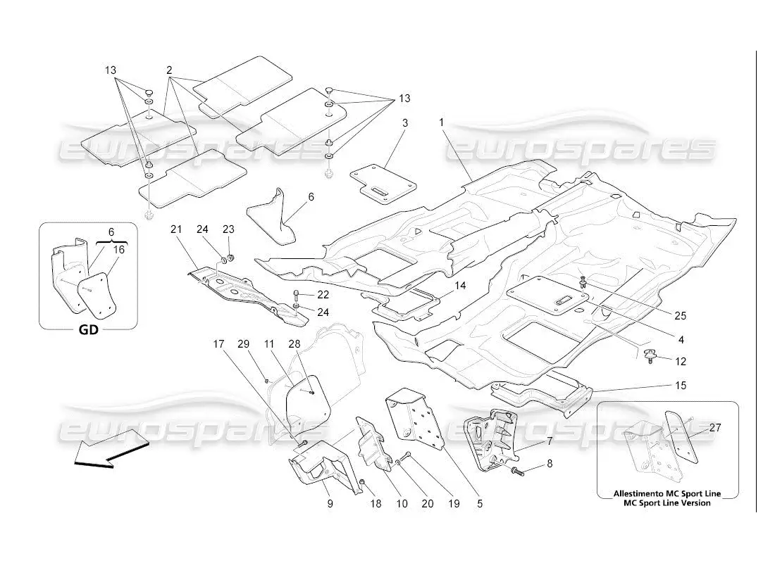 maserati qtp. (2007) 4.2 auto alfombrillas del habitáculo diagrama de piezas