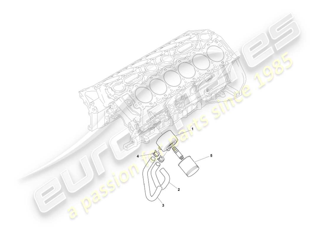 aston martin db7 vantage (2001) diagrama de piezas del sistema de refrigeración de aceite