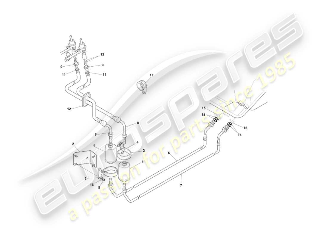 aston martin db7 vantage (2000) diagrama de piezas del sistema de combustible