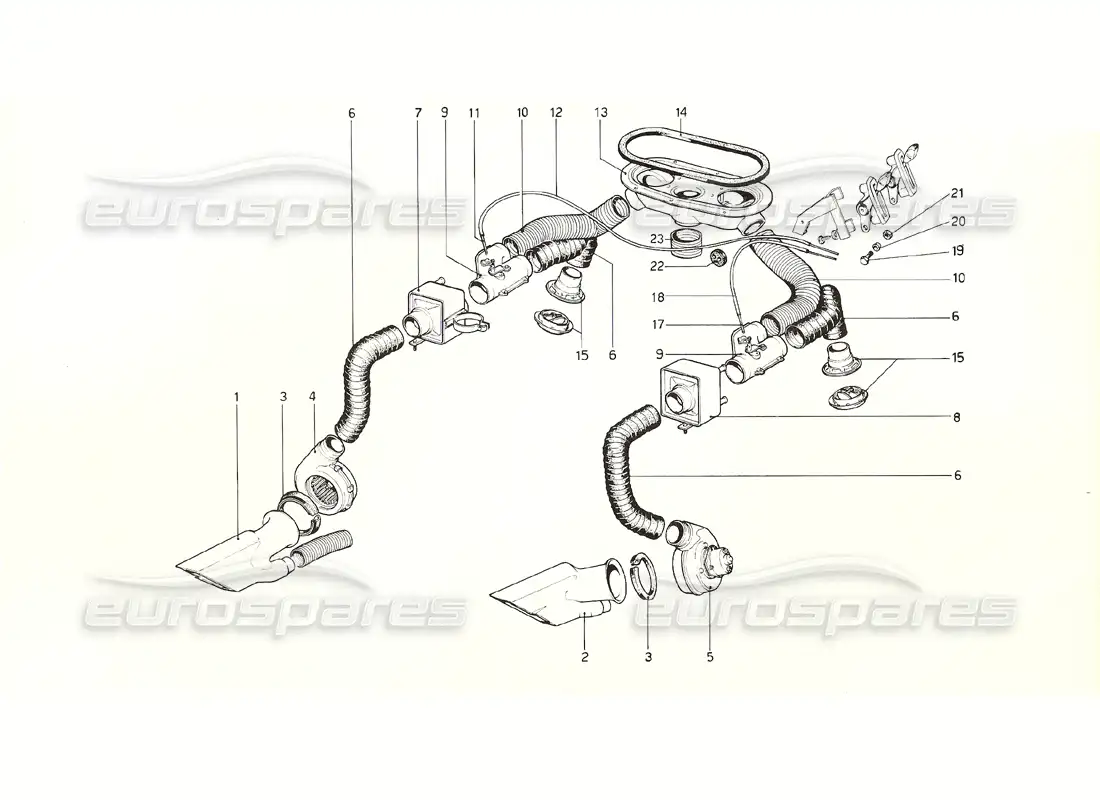 ferrari 308 gt4 dino (1976) sistema de calefacción diagrama de piezas