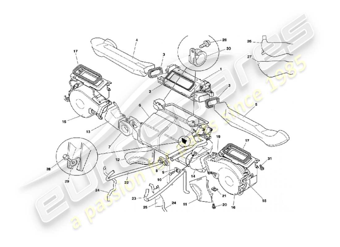 aston martin vanquish (2007) instalación interior diagrama de piezas