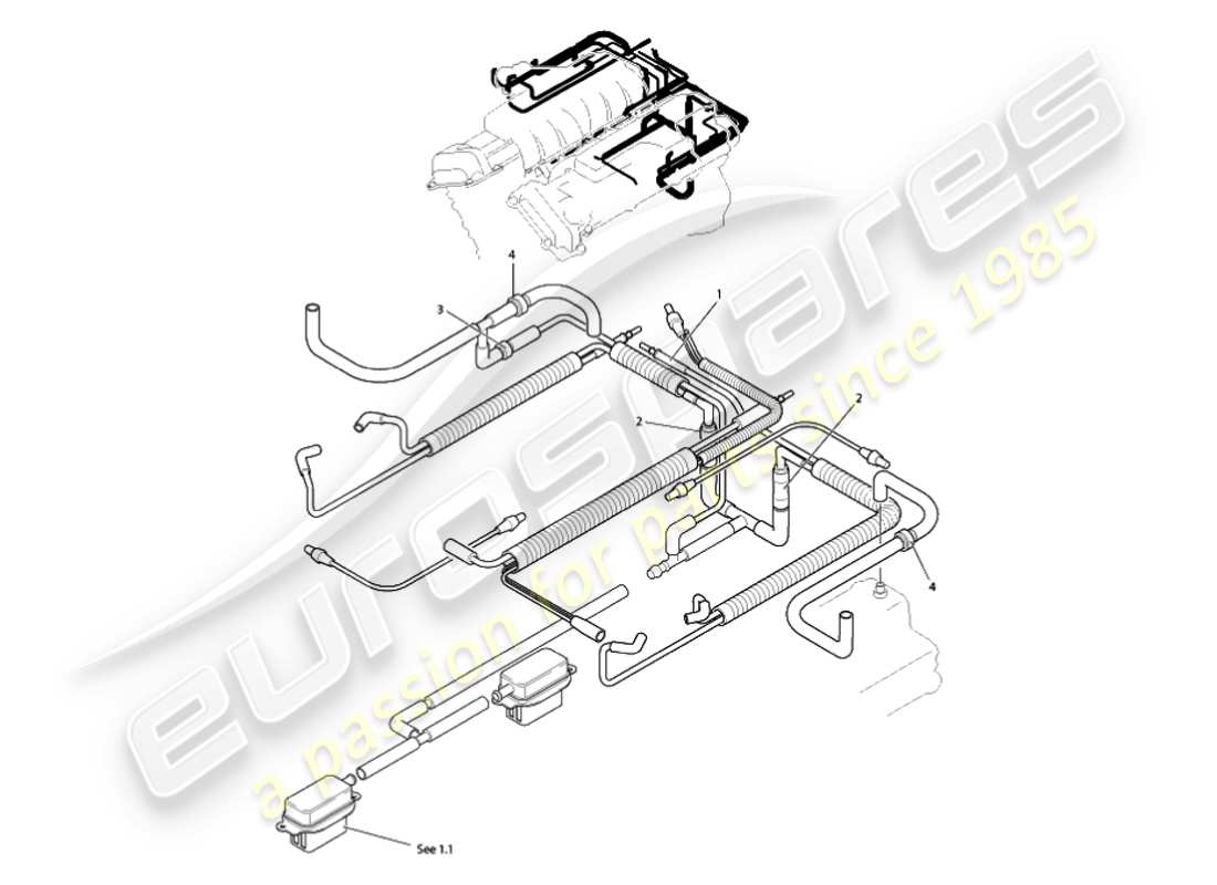 aston martin vanquish (2007) sistema de vacío, motor diagrama de piezas