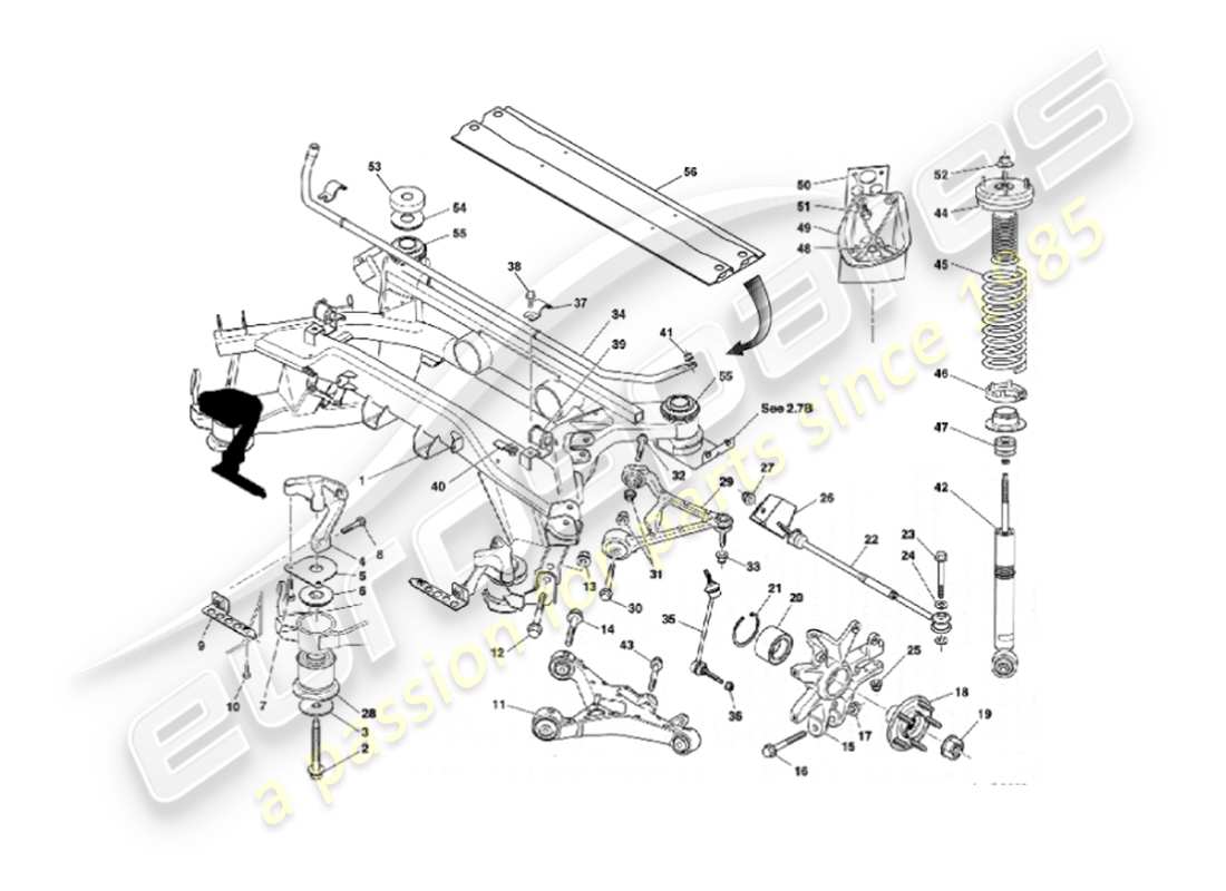 aston martin vanquish (2007) rear suspension diagrama de piezas