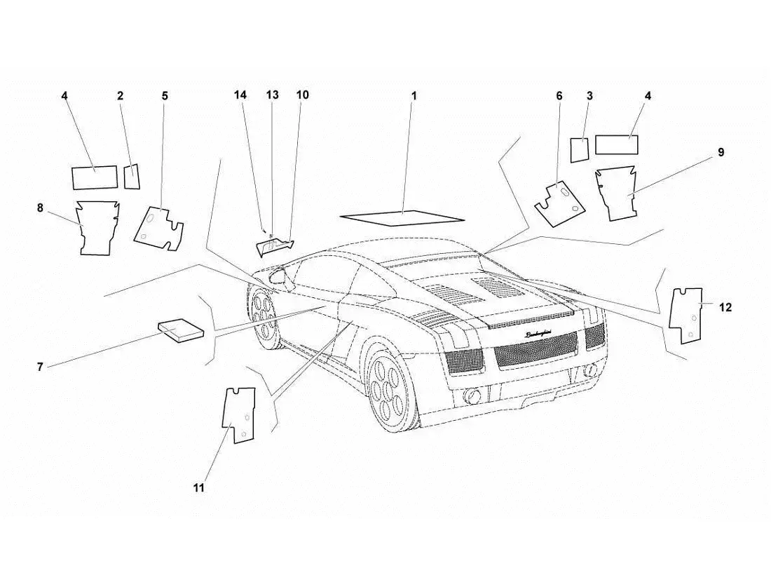 lamborghini gallardo lp560-4s update aislamientos e insonorización diagrama de piezas