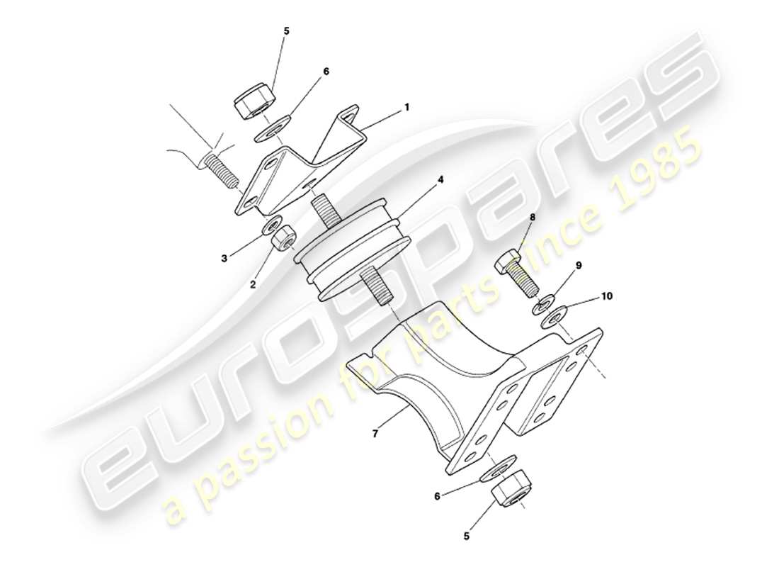 aston martin v8 volante (1997) soportes del motor diagrama de piezas