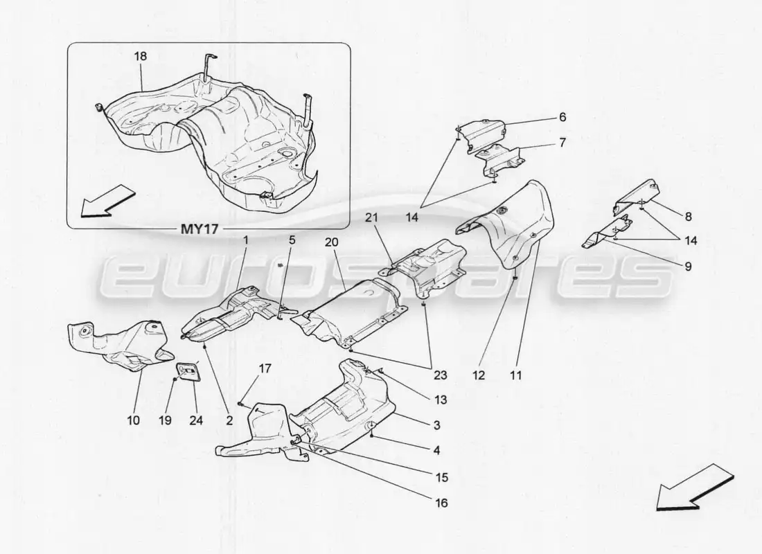 maserati qtp. v8 3.8 530bhp 2014 auto paneles aislantes térmicos diagrama de piezas