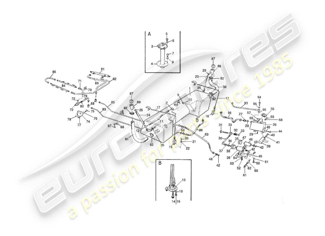 aston martin v8 virage (1999) fuel system diagrama de piezas