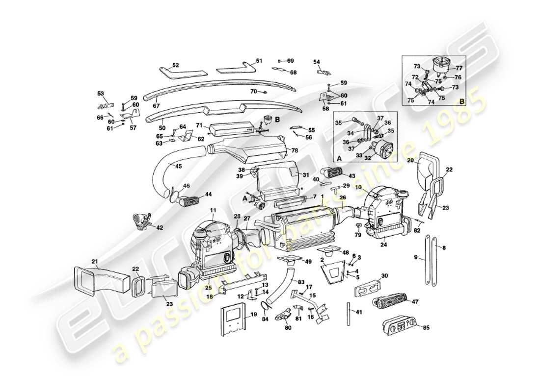 aston martin v8 coupe (1999) diagrama de piezas de instalación interior