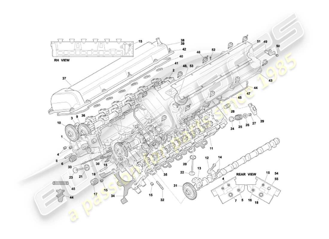 aston martin vanquish (2003) culatas diagrama de piezas